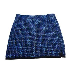 J. CREW Short Blue Black Knit Skirt sz 4 twill wool blend pencil business casual